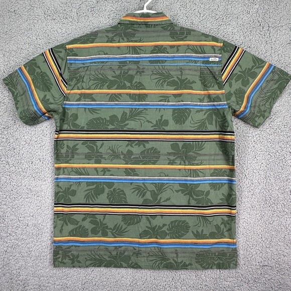 Salt Life Men's XL Hawaiian Tropical Green Button Up Striped Multicolor Floral - Picture 9 of 10